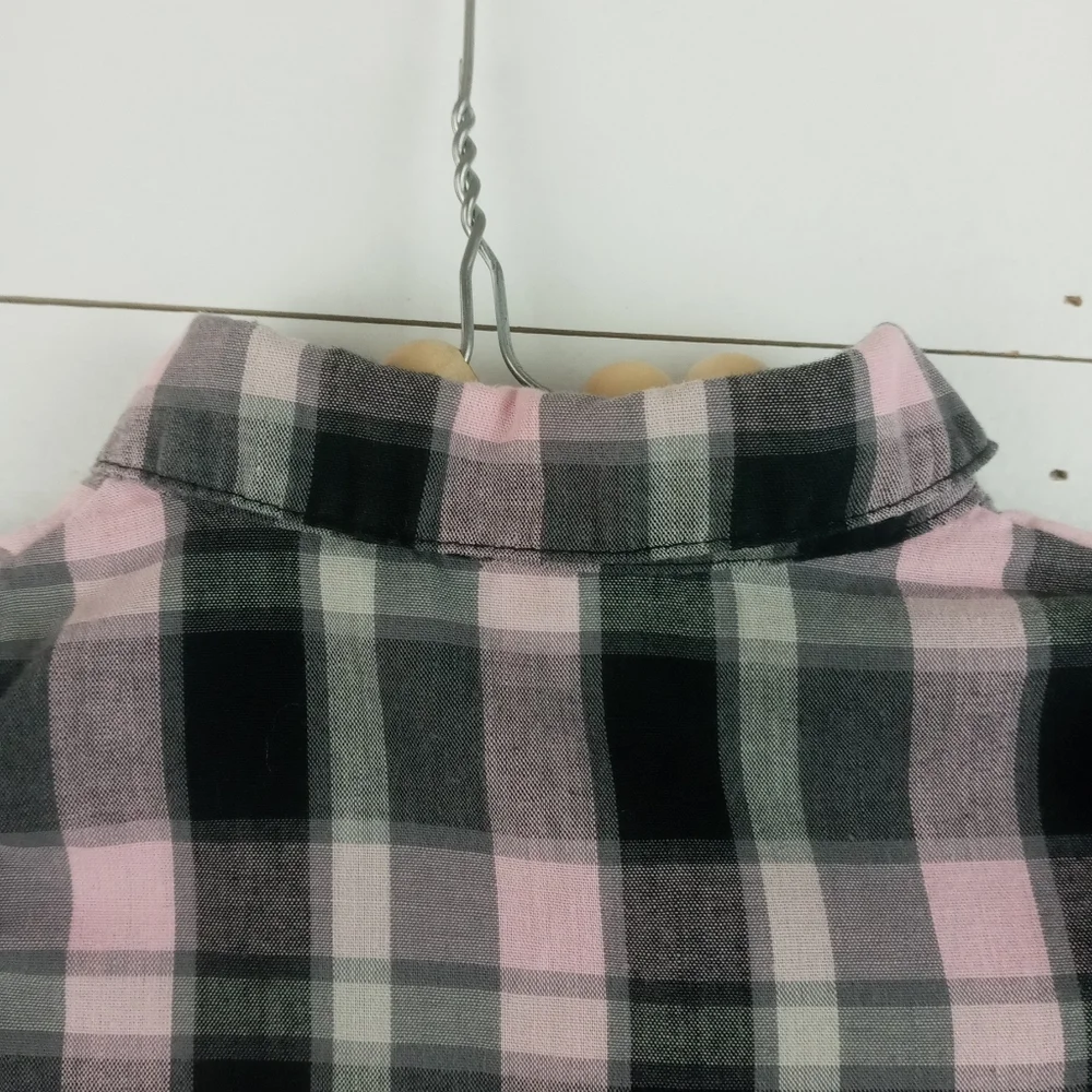 Calvin Klein girls 3-6 mos light pink with gray plaid long sleeve ruffle dress